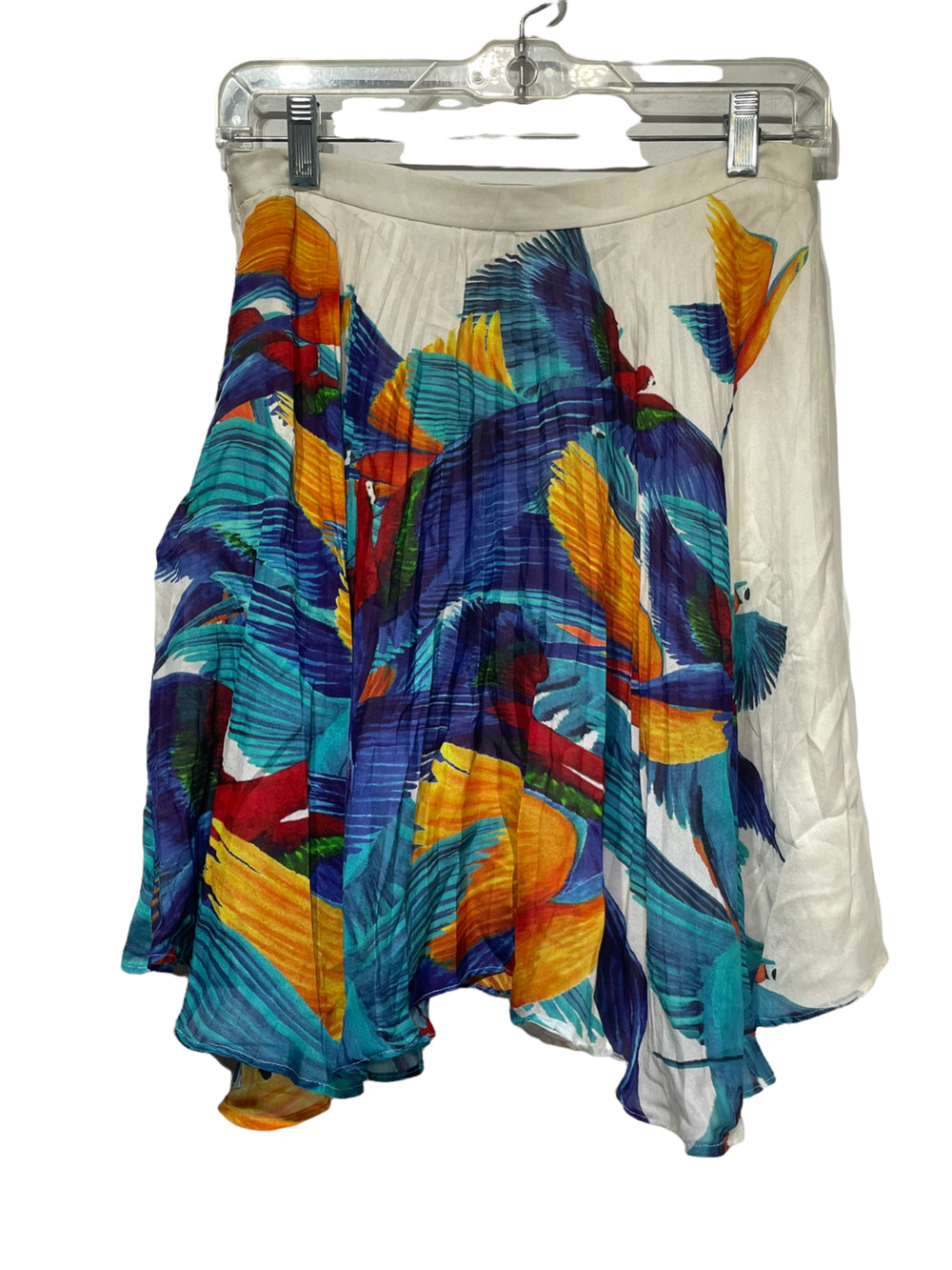 elle sasson asymmetrical pleated Macaw parrot birds skirt Size 6